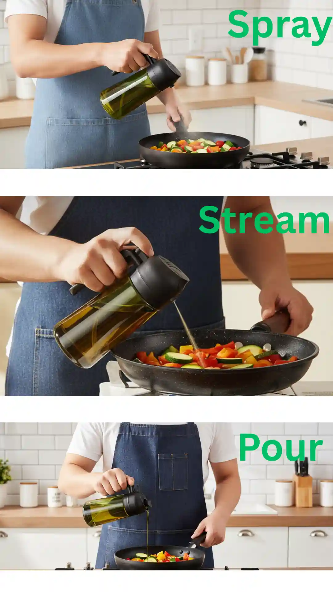 TrendPlain Oil Dispenser and Sprayer-spray, stream and pour functions