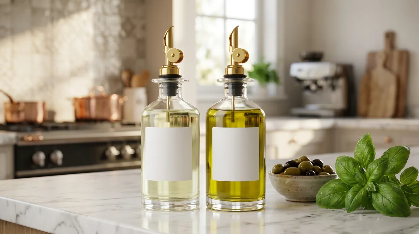 Molimoli Pair 2×350 ml Gold Spouts on a kitchen bench
